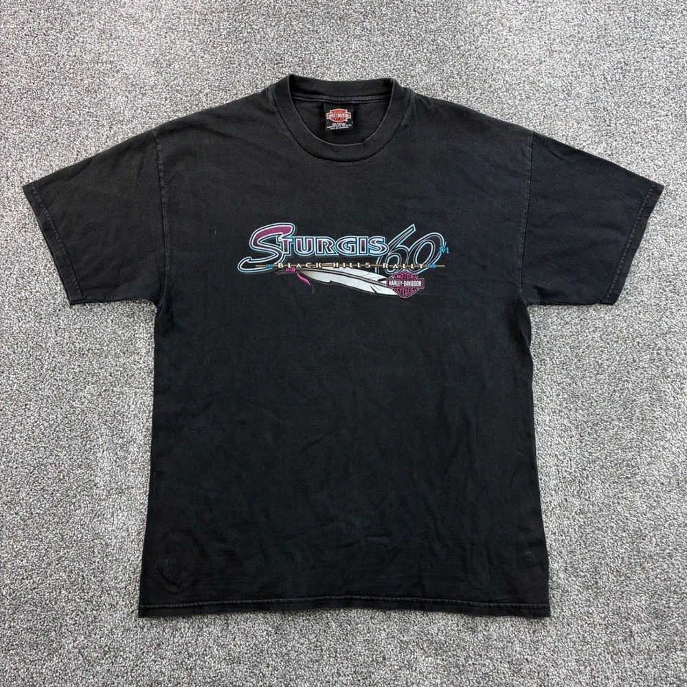 Vintage‎ Harley Davidson Shirt Mens Large Black Sturgis 60th Rally 2000 Biker